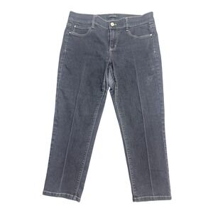 White House Black Market Jeans Womens M Charcoal Gray Skinny Leg Ankle Denim